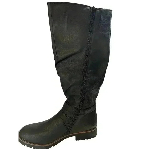 SUN STONE Womens Black Stretch Brinley Round Toe Block Heel Riding Boot 7.5 M - Picture 4 of 8